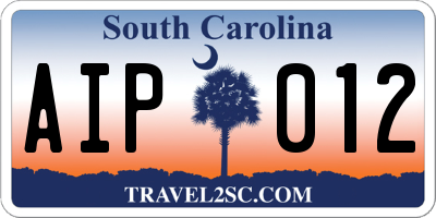 SC license plate AIP012