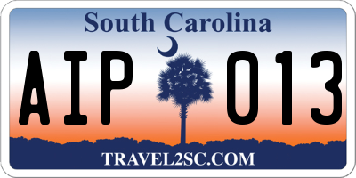 SC license plate AIP013
