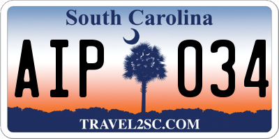 SC license plate AIP034