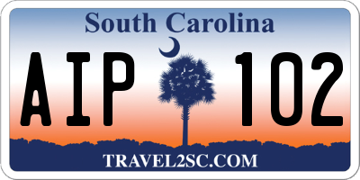 SC license plate AIP102