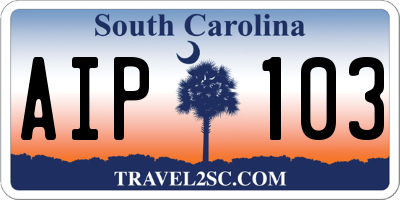 SC license plate AIP103