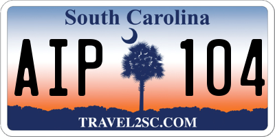 SC license plate AIP104