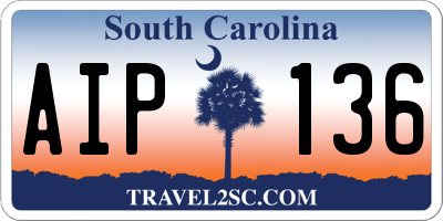 SC license plate AIP136