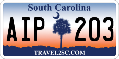 SC license plate AIP203