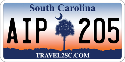 SC license plate AIP205