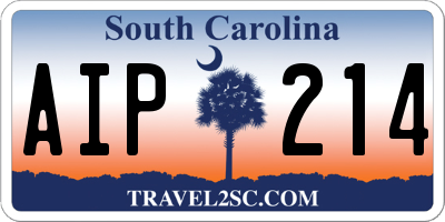 SC license plate AIP214