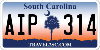 SC license plate AIP314