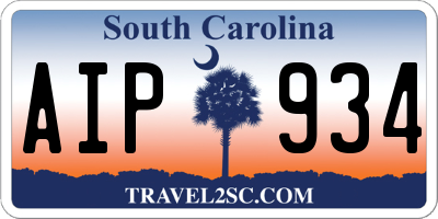 SC license plate AIP934