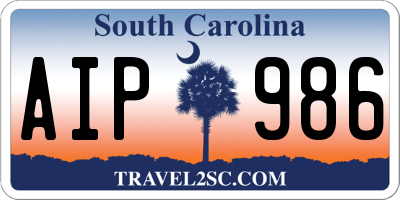 SC license plate AIP986