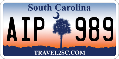 SC license plate AIP989
