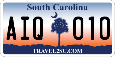 SC license plate AIQ010