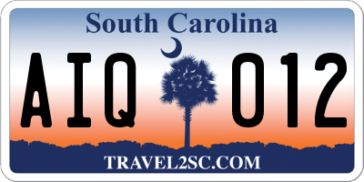 SC license plate AIQ012