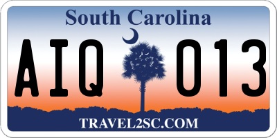 SC license plate AIQ013