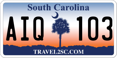 SC license plate AIQ103