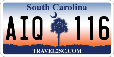 SC license plate AIQ116