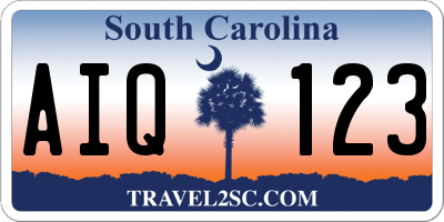 SC license plate AIQ123
