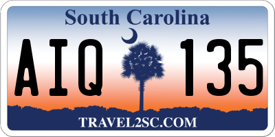 SC license plate AIQ135