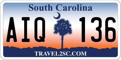 SC license plate AIQ136
