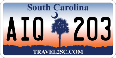 SC license plate AIQ203