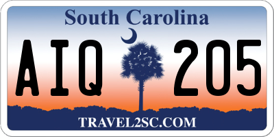 SC license plate AIQ205