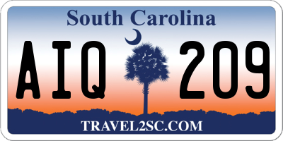 SC license plate AIQ209