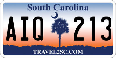 SC license plate AIQ213