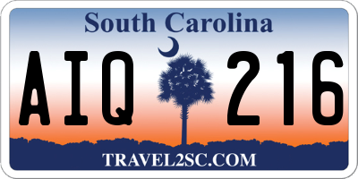 SC license plate AIQ216