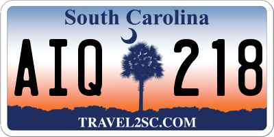 SC license plate AIQ218