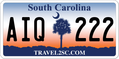 SC license plate AIQ222