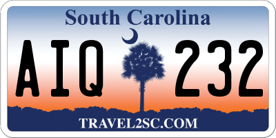SC license plate AIQ232