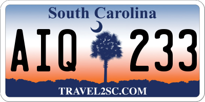 SC license plate AIQ233