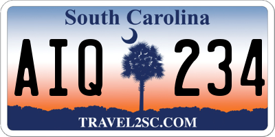 SC license plate AIQ234