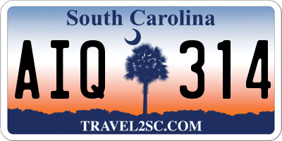 SC license plate AIQ314
