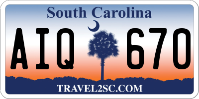 SC license plate AIQ670