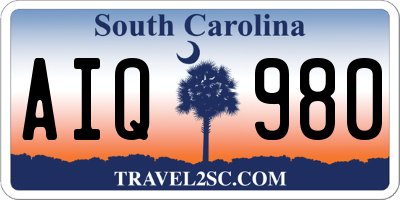 SC license plate AIQ980