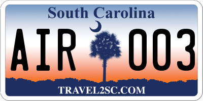SC license plate AIR003