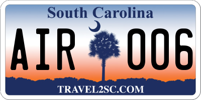 SC license plate AIR006