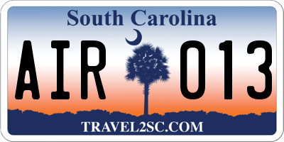SC license plate AIR013