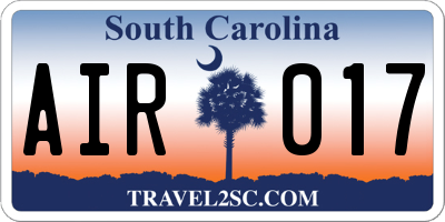 SC license plate AIR017