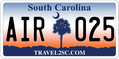 SC license plate AIR025
