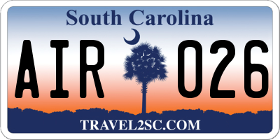 SC license plate AIR026