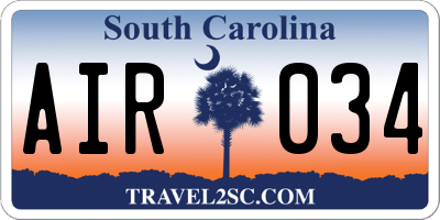 SC license plate AIR034