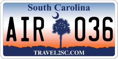 SC license plate AIR036