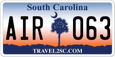 SC license plate AIR063