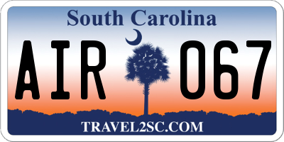 SC license plate AIR067