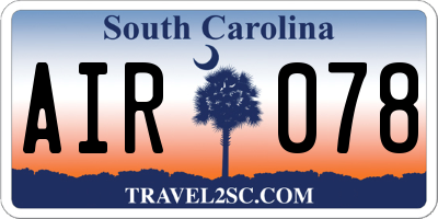 SC license plate AIR078