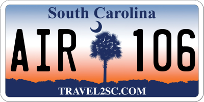 SC license plate AIR106