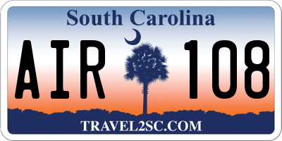 SC license plate AIR108