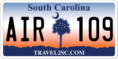 SC license plate AIR109