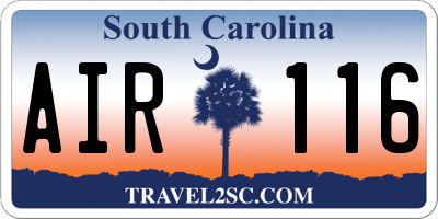 SC license plate AIR116